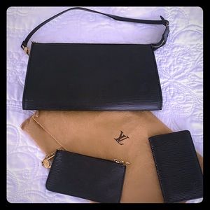 Louis Vuitton black purse,key wallet,&card wallet